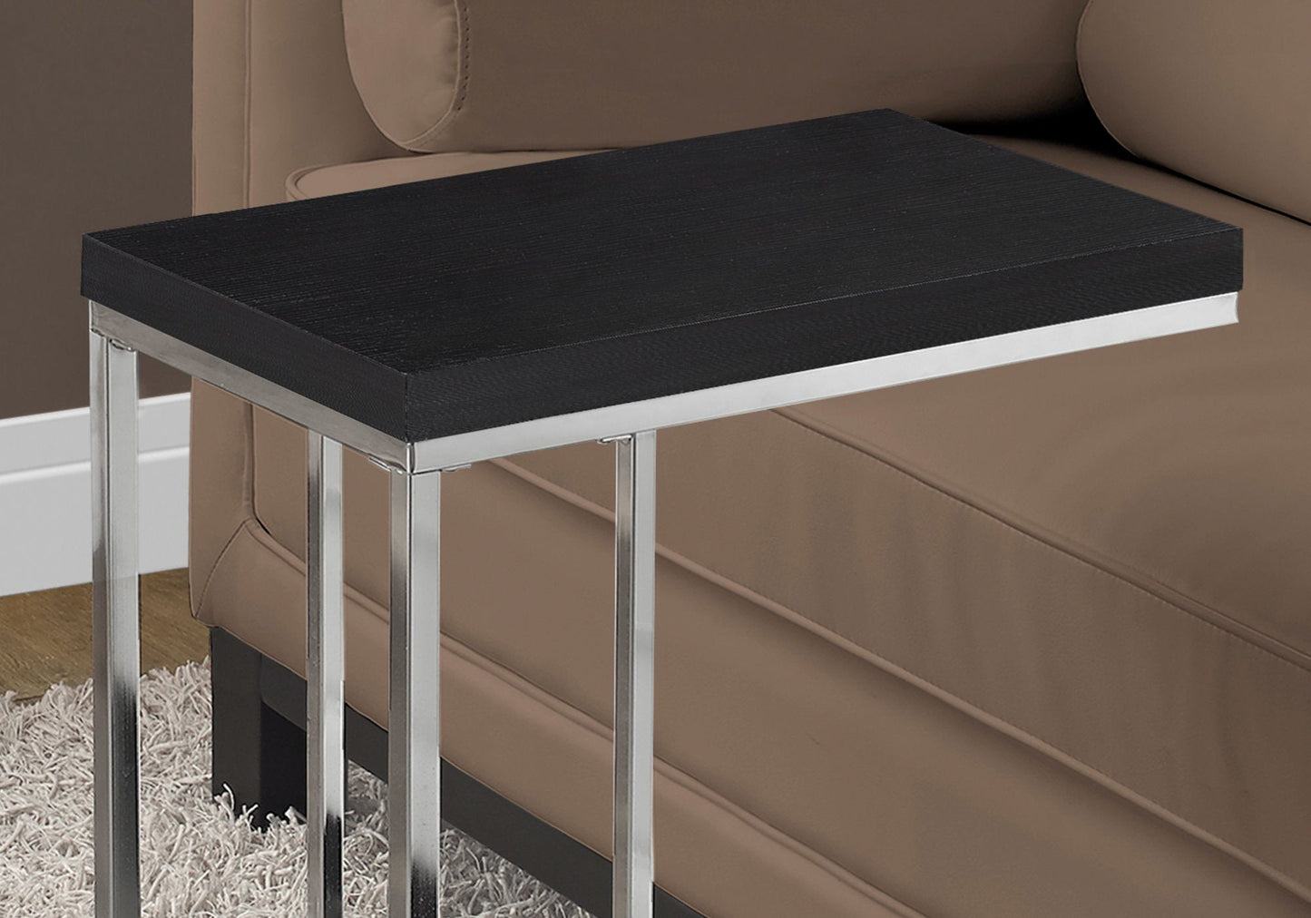 HomeRoots 18.25" x 10.25" x 25.25" Particle Board Metal Accent Table in Cappuccino Finish