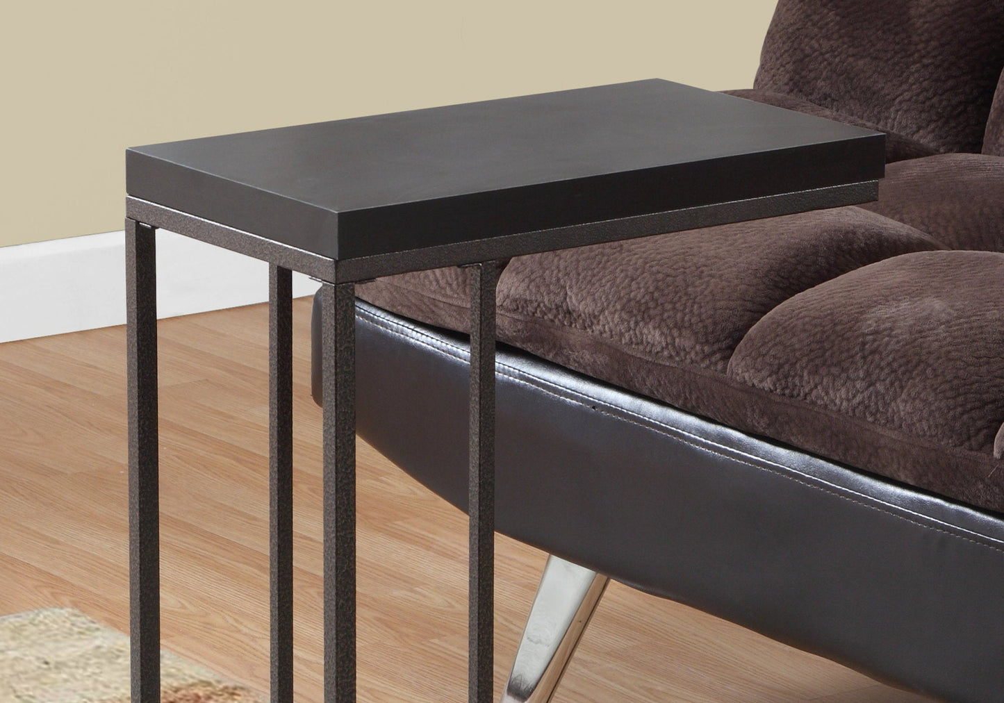 HomeRoots 18.25" x 10.25" x 25.25" Particle Board Metal Accent Table in Cappuccino Finish