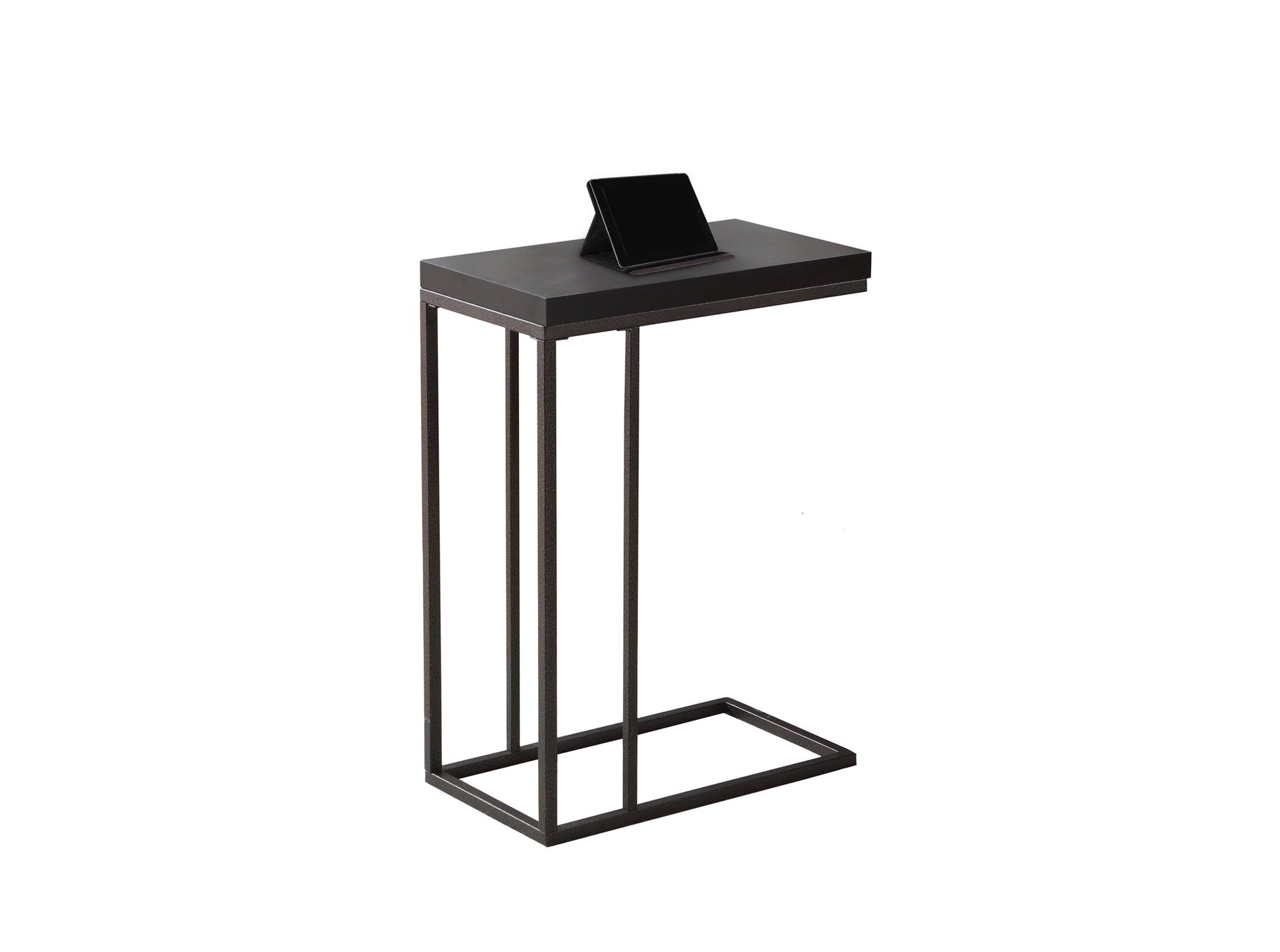 HomeRoots 18.25" x 10.25" x 25.25" Particle Board Metal Accent Table in Cappuccino Finish