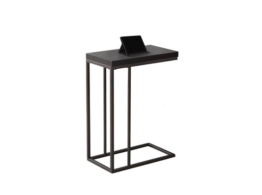 HomeRoots 18.25" x 10.25" x 25.25" Particle Board Metal Accent Table in Cappuccino Finish