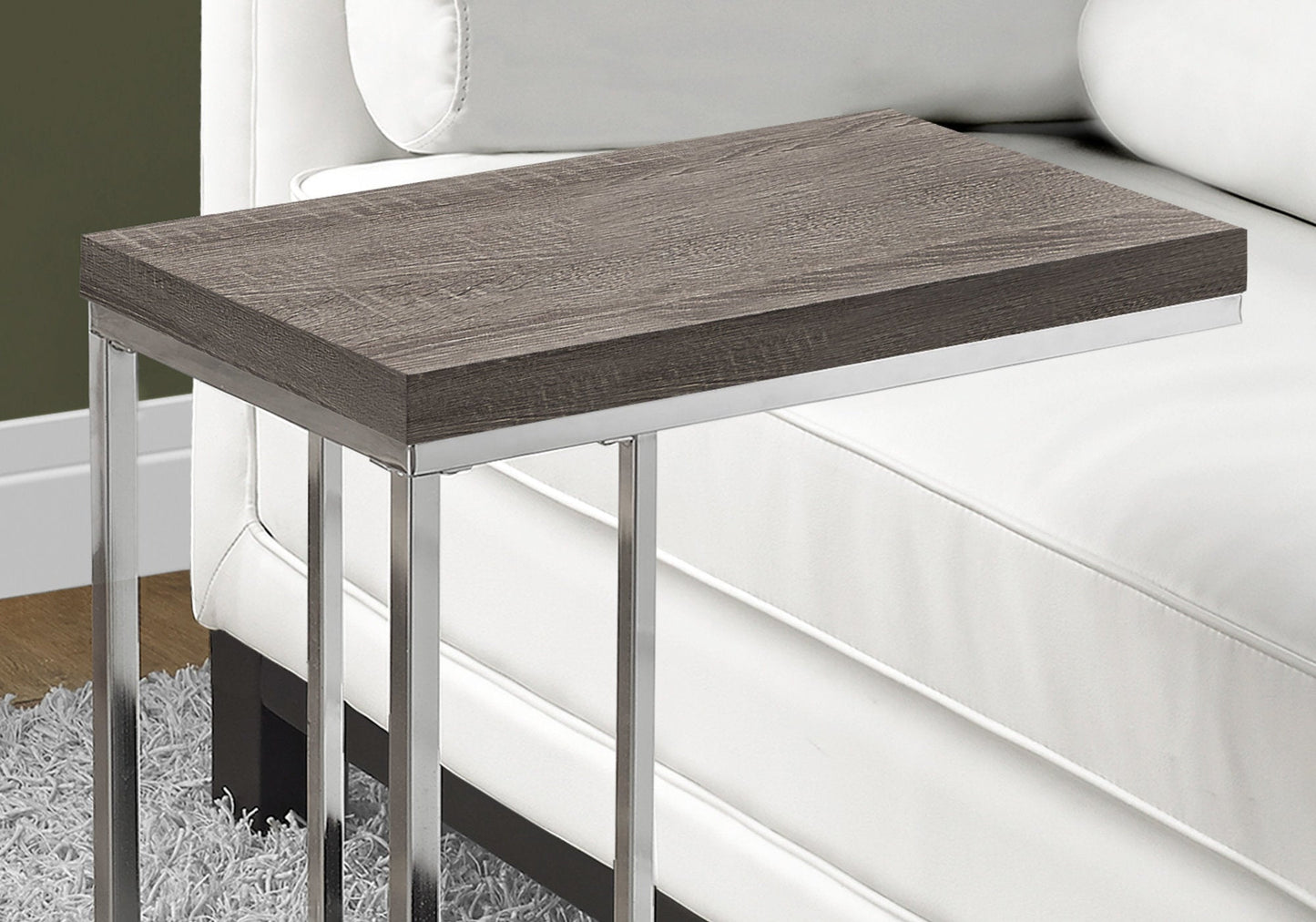 HomeRoots 18.25" x 10.25" x 25.25" Particle Board Metal Accent Table in Dark Taupe Finish