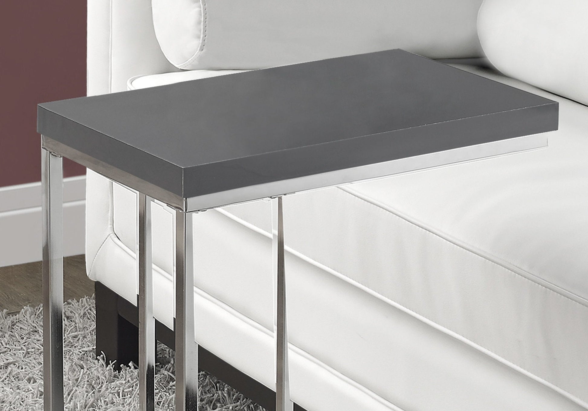 HomeRoots 18.25" x 10.25" x 25.25" Particle Board Metal Accent Table in Grey Finish