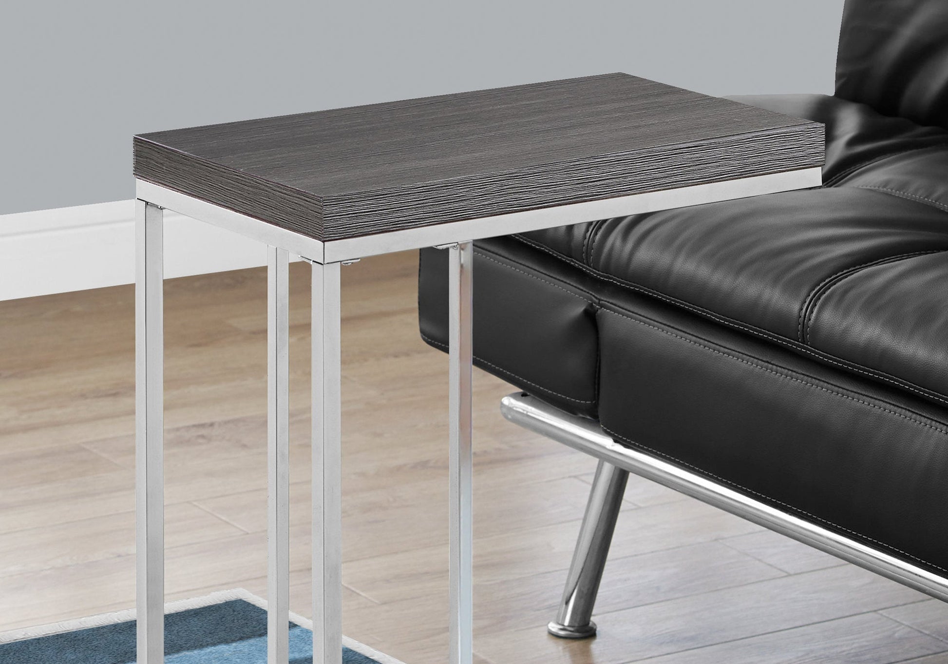 HomeRoots 18.25" x 10.25" x 25.25" Particle Board Metal Accent Table in Grey Finish