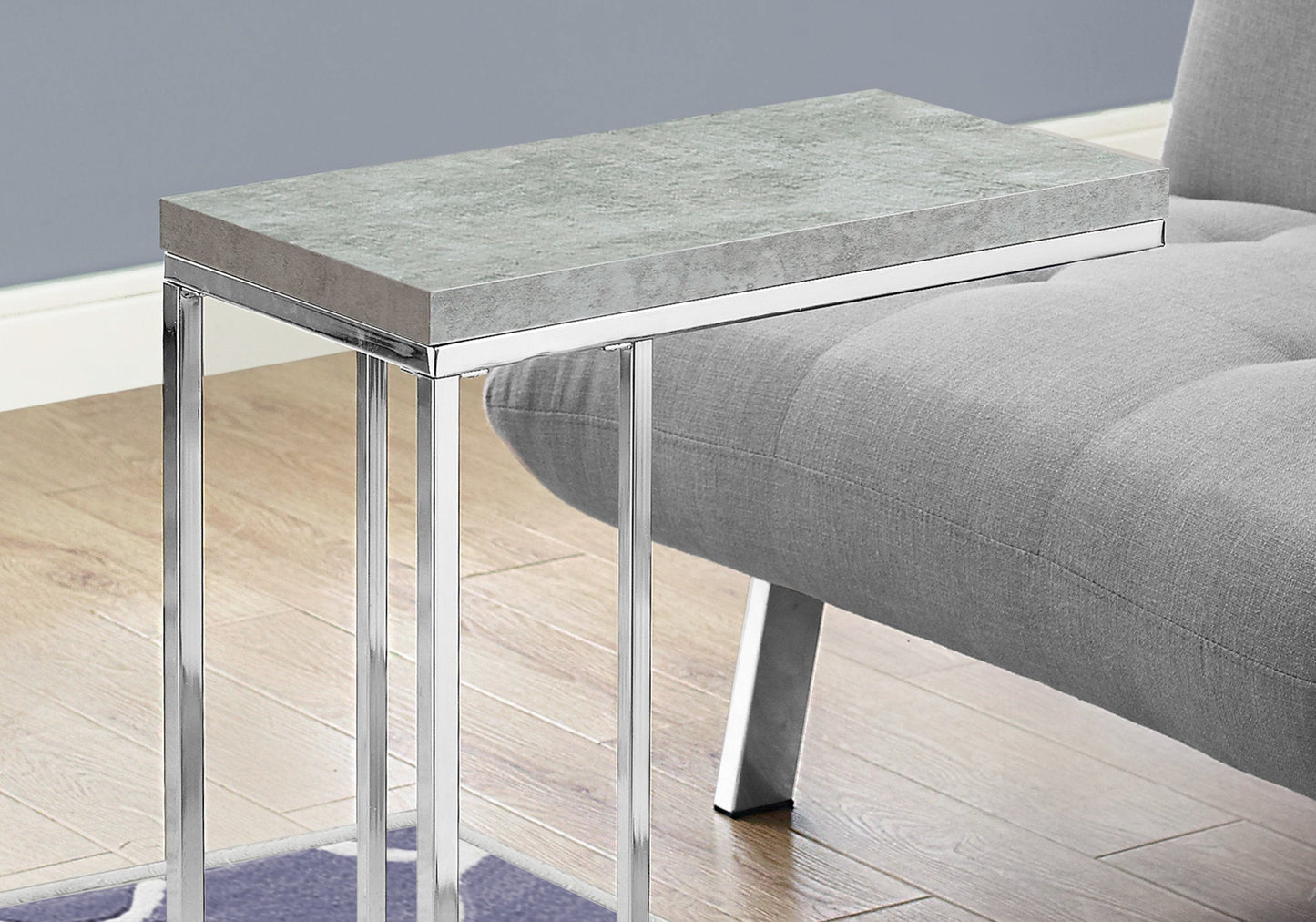 HomeRoots 18.25" x 10.25" x 25.25" Particle Board Metal Accent Table in Grey Finish