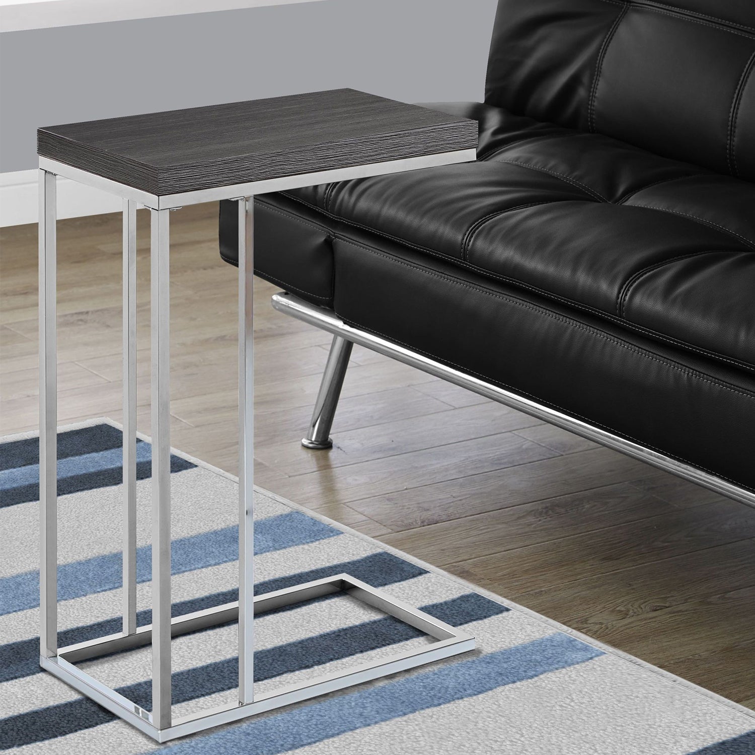 HomeRoots 18.25" x 10.25" x 25.25" Particle Board Metal Accent Table in Grey Finish