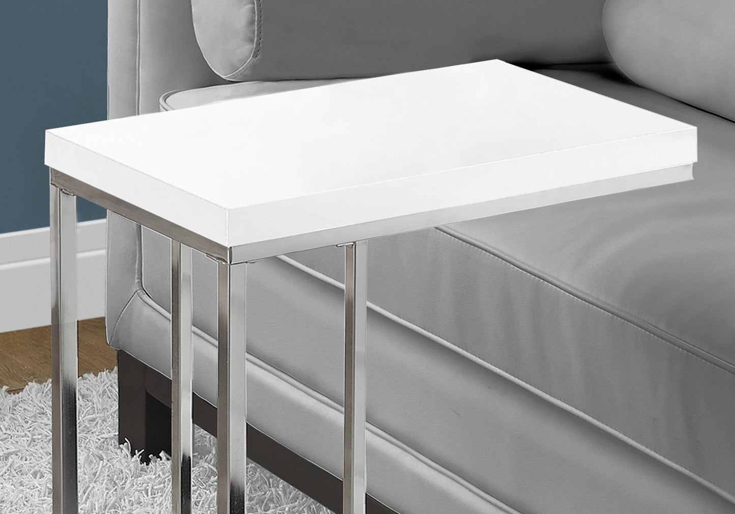 HomeRoots 18.25" x 10.25" x 25.25" Particle Board Metal Accent Table in White Finish