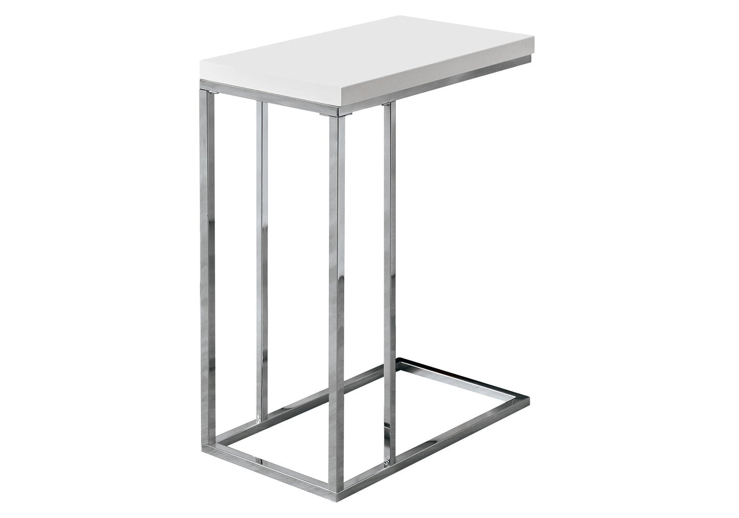HomeRoots 18.25" x 10.25" x 25.25" Particle Board Metal Accent Table in White Finish