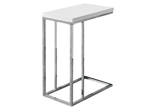 HomeRoots 18.25" x 10.25" x 25.25" Particle Board Metal Accent Table in White Finish