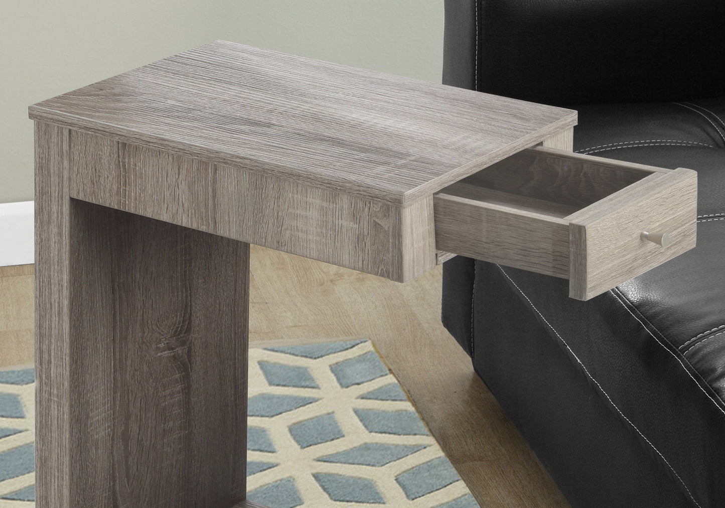 HomeRoots 18.25" x 12" x 24" Hollow Core Accent Table in Dark Taupe Finish