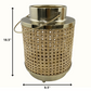HomeRoots 18.5" Large Metal Hurricane Candle Holder in Cane