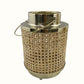 HomeRoots 18.5" Large Metal Hurricane Candle Holder in Cane
