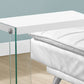 HomeRoots 18.5" x 10.25" x 24.75" Tempered Glass Accent Table in White Finish