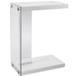HomeRoots 18.5" x 10.25" x 24.75" Tempered Glass Accent Table in White Finish