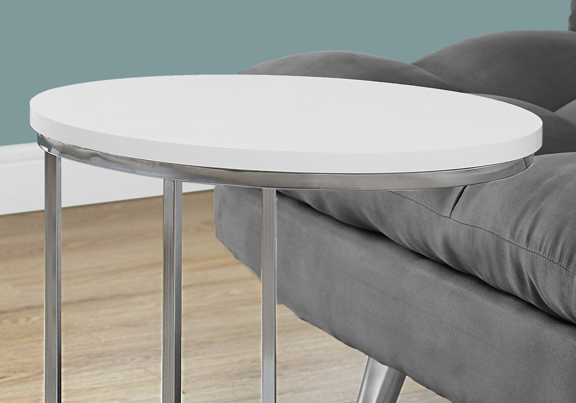 HomeRoots 18.5" x 12" x 25" Particle Board Metal Accent Table in White Finish