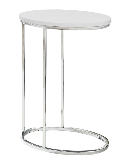 HomeRoots 18.5" x 12" x 25" Particle Board Metal Accent Table in White Finish