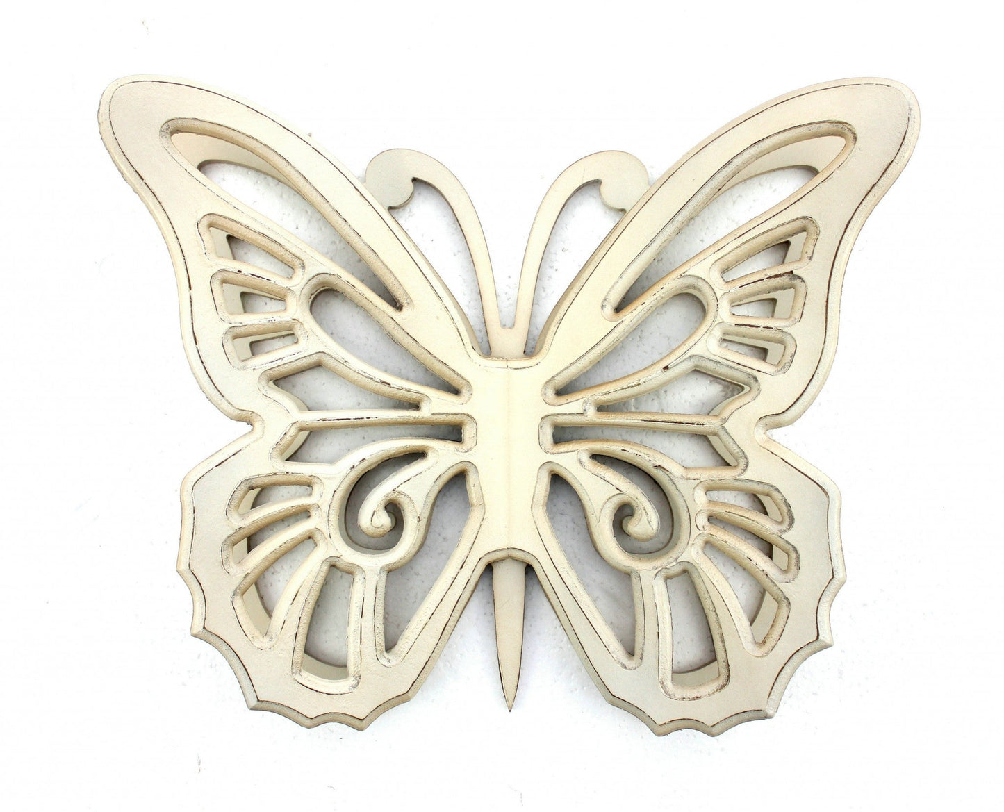 HomeRoots 18.5" x 23" x 4" Light Yellow Rustic Butterfly Wooden Wall Decor