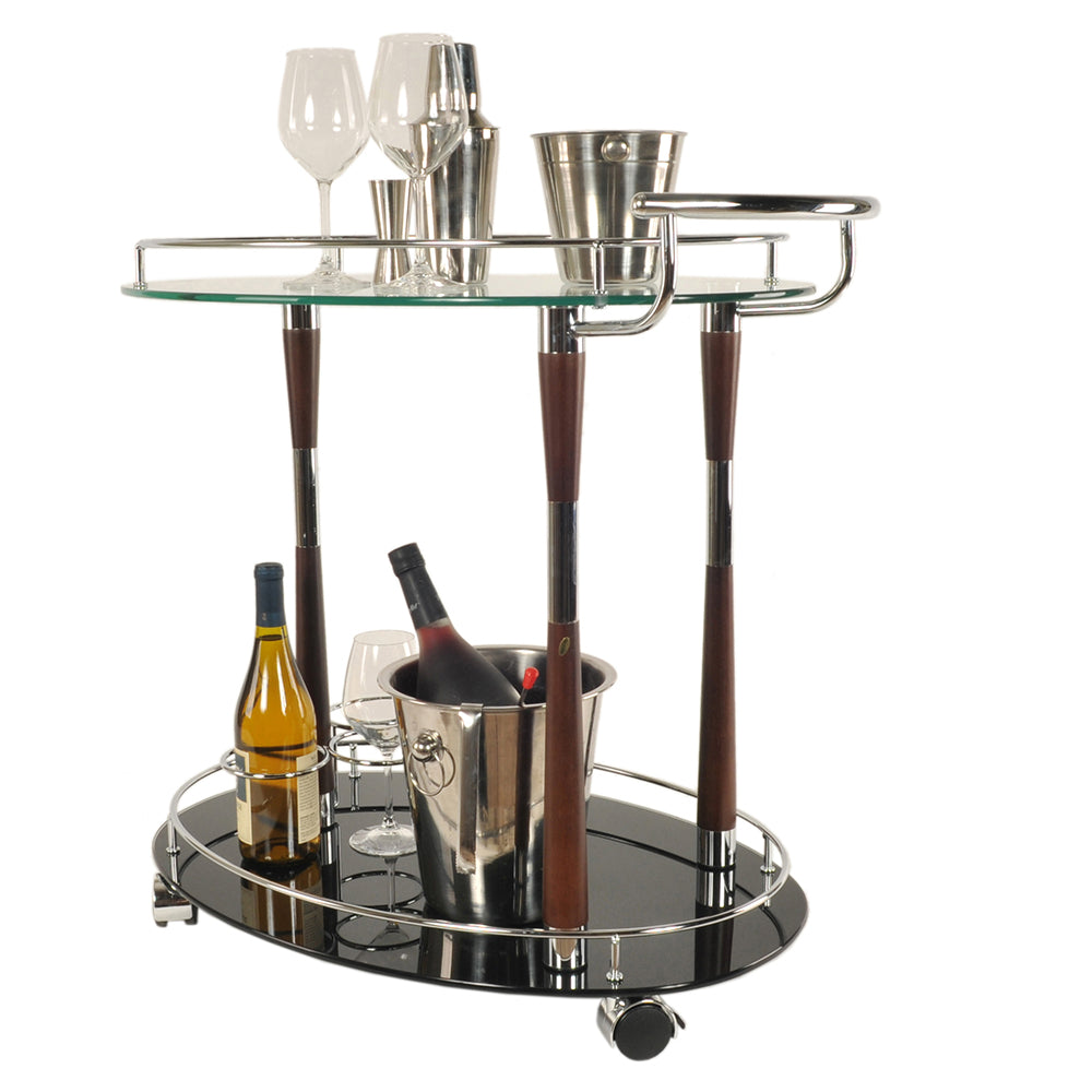 HomeRoots 18.75" x 29.75" x 27.375" Serving Trolley in Chrome Finish