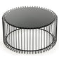 HomeRoots 19 Black Metal and Glass Round Coffee Table