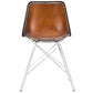 HomeRoots 19" Brown Faux Leather Side Chair With Silver Base Finish