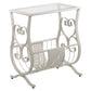 HomeRoots 19" Clear Glass Trestle Console Table With Storage and White Base Finish