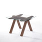 HomeRoots 19" Glass End Table With Walnut Wood Base