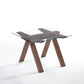 HomeRoots 19" Glass End Table With Walnut Wood Base