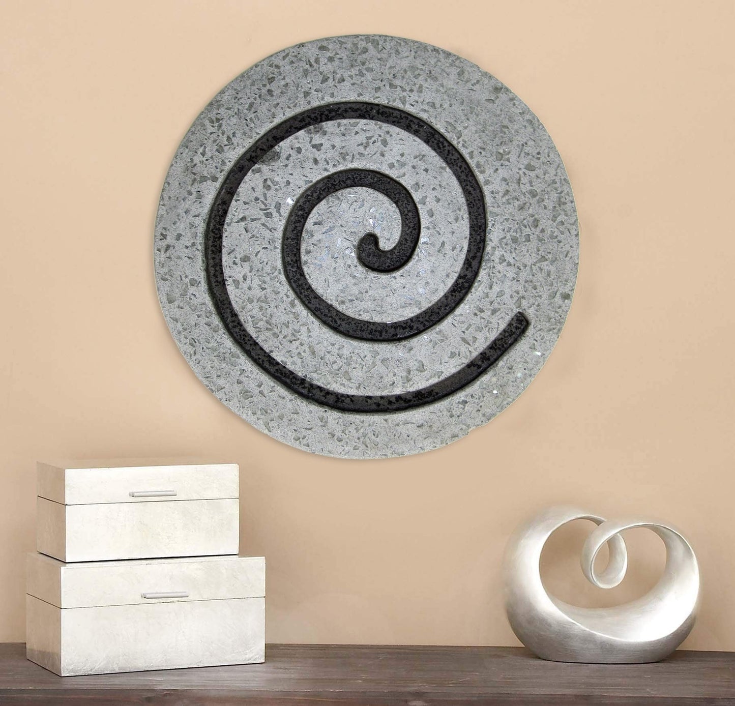 HomeRoots 19 Gray Round Modern Spiral Wall Art