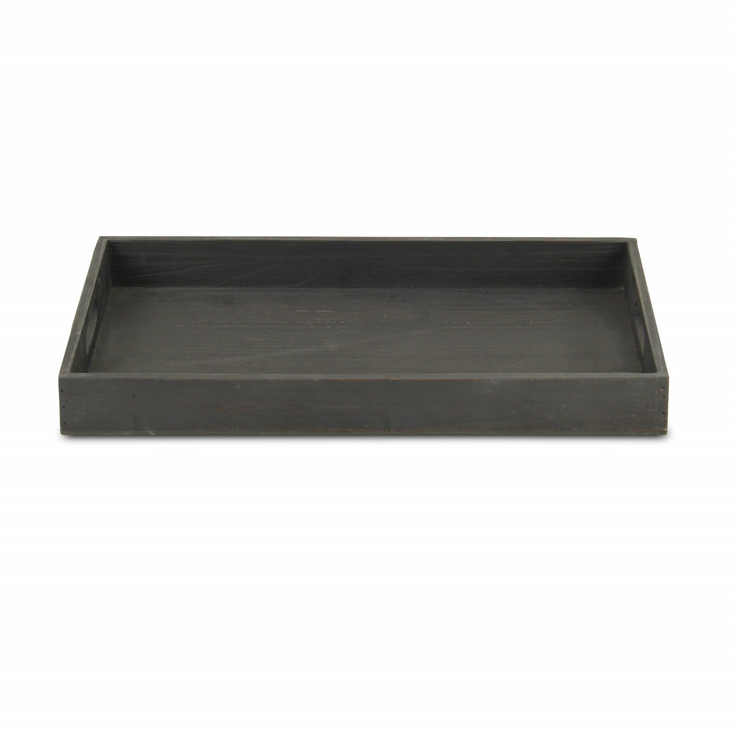 HomeRoots 19" Minimalist Wooden Tray in Black Finish