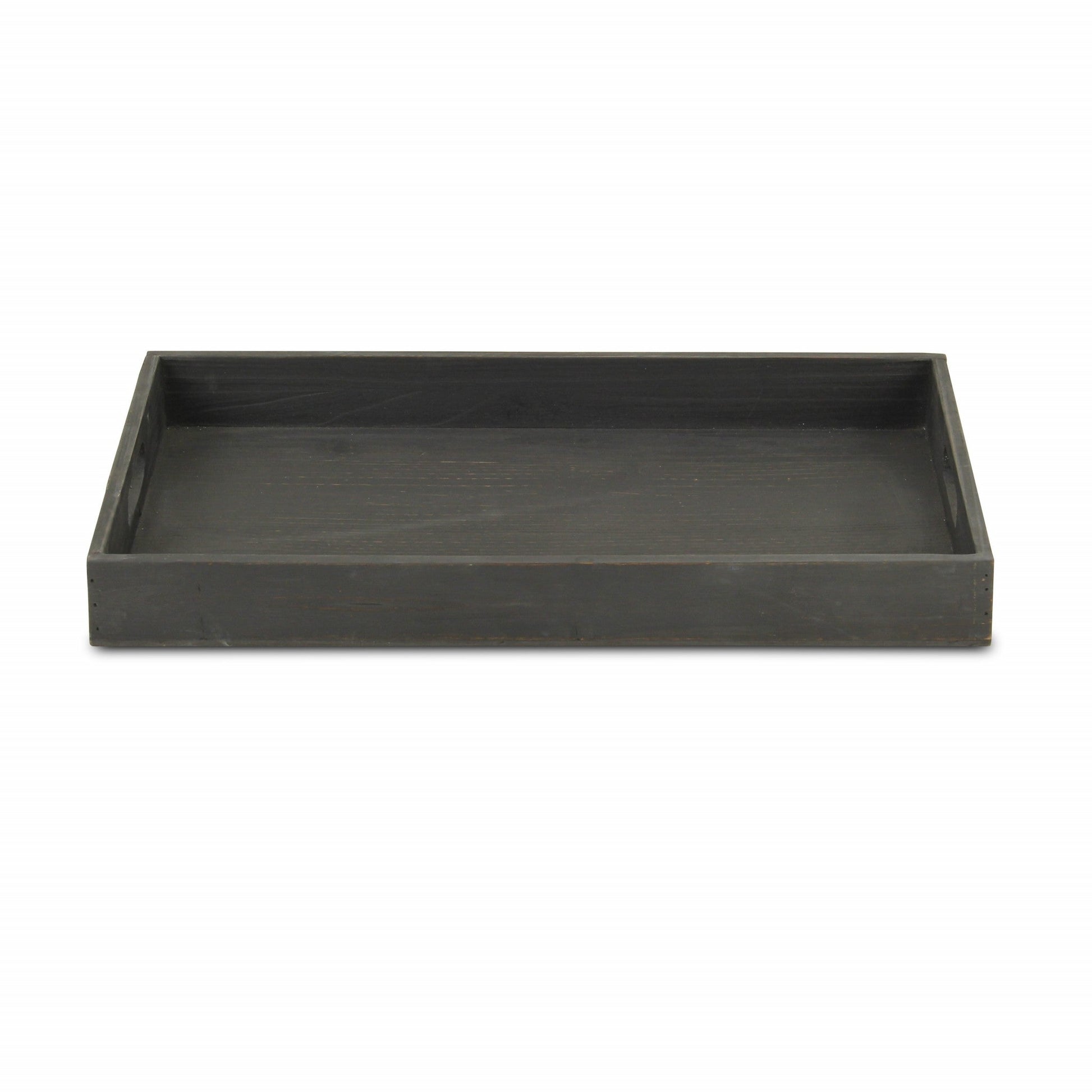 HomeRoots 19" Minimalist Wooden Tray in Black Finish