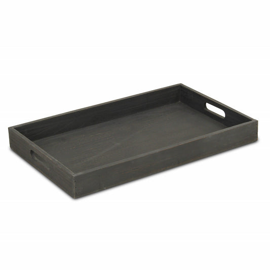 HomeRoots 19" Minimalist Wooden Tray in Black Finish