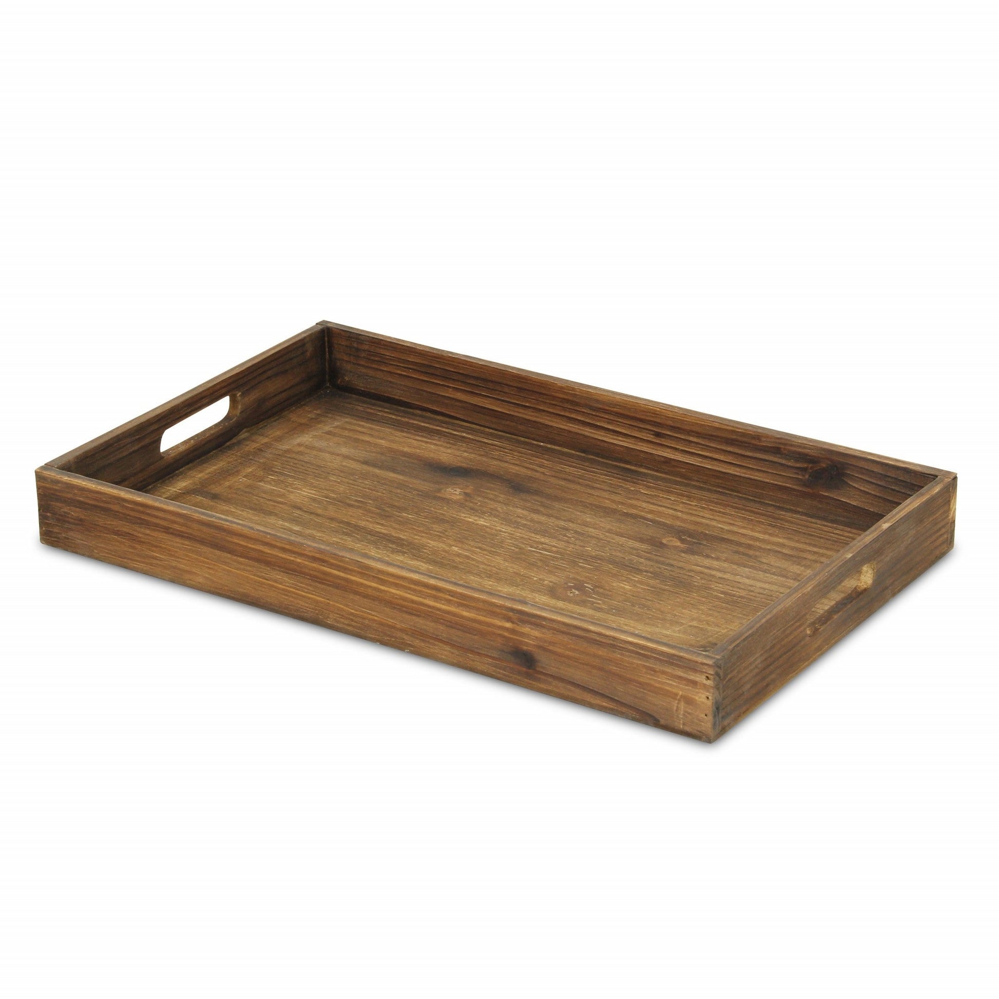 HomeRoots 19" Minimalist Wooden Tray in Dark Brown Finish