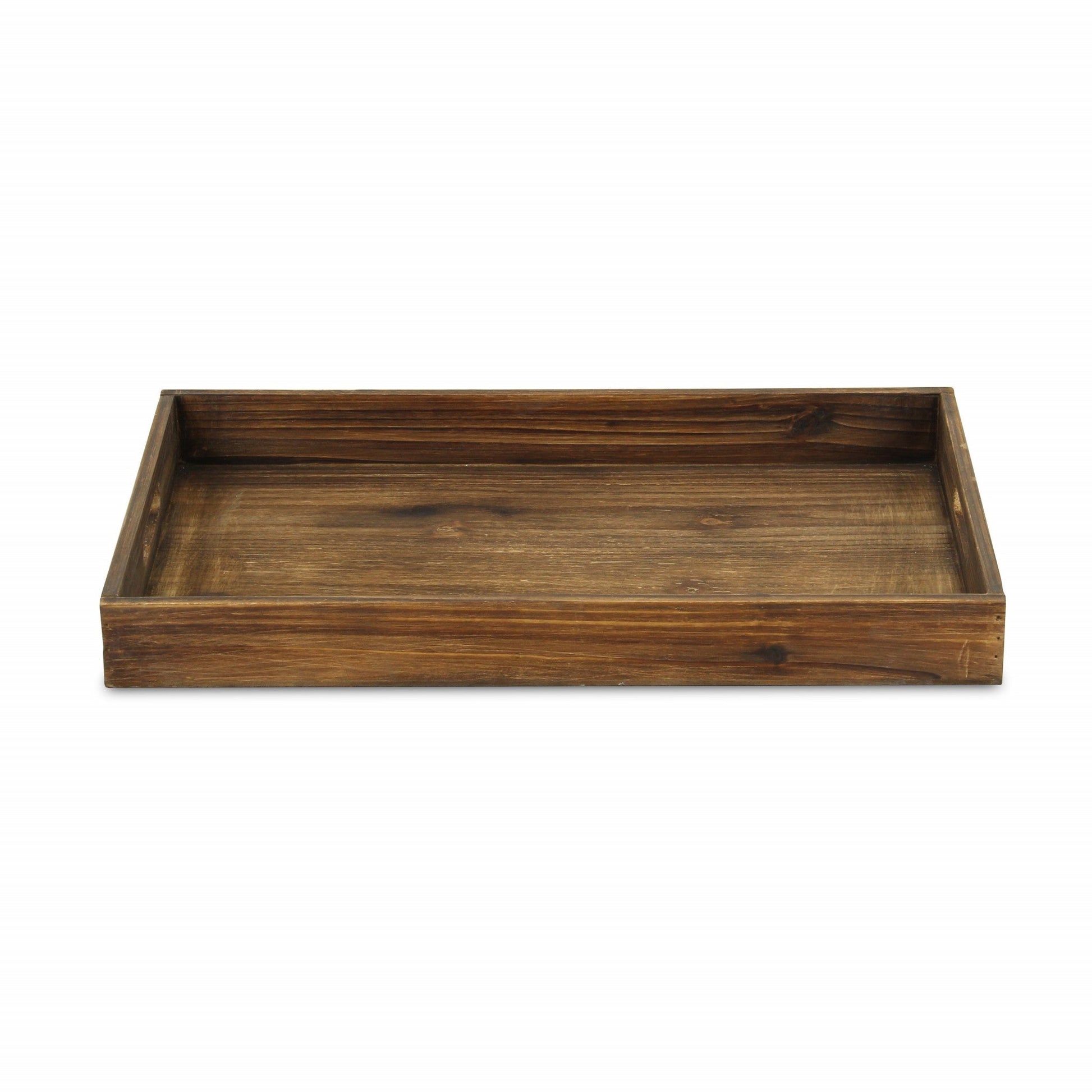 HomeRoots 19" Minimalist Wooden Tray in Dark Brown Finish