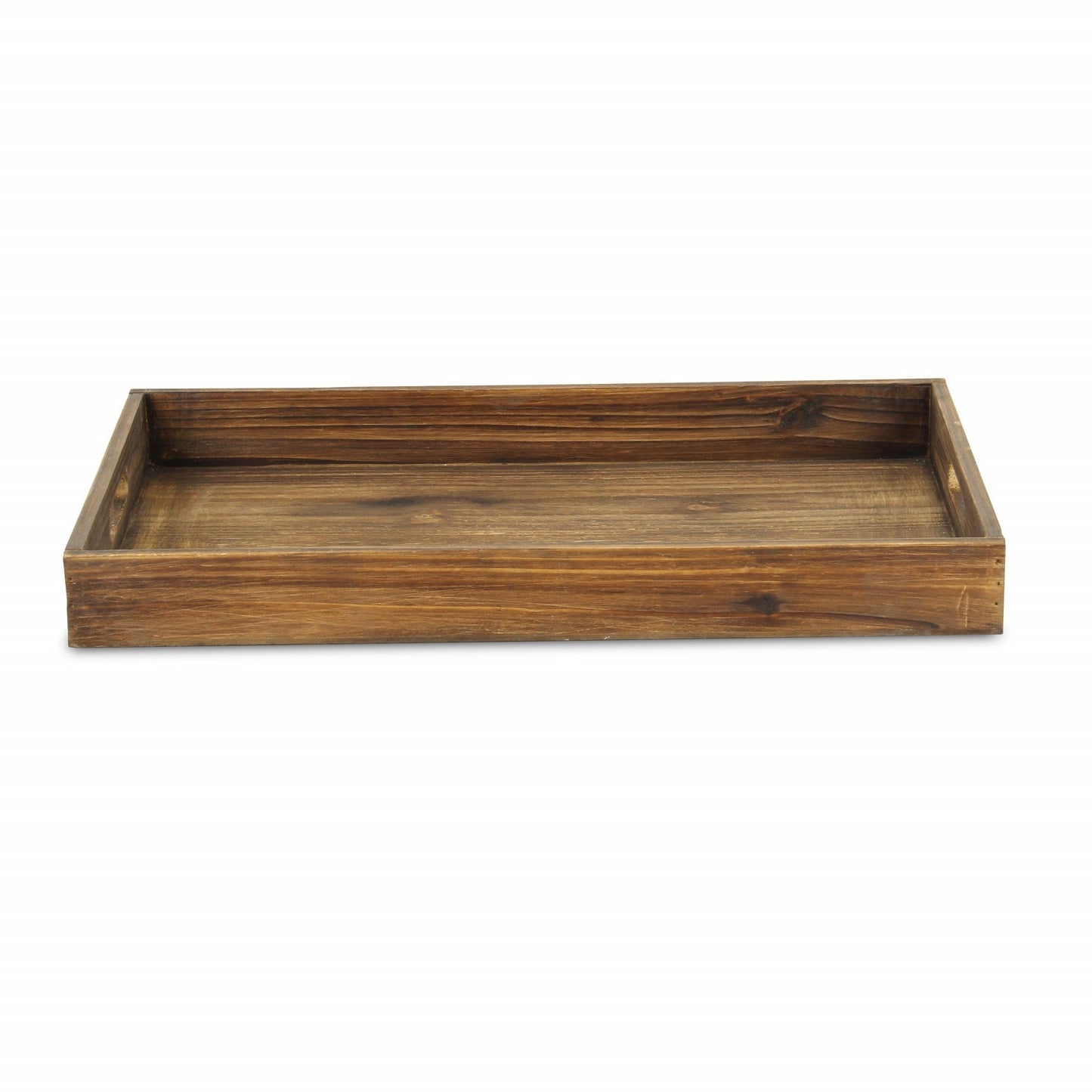 HomeRoots 19" Minimalist Wooden Tray in Dark Brown Finish