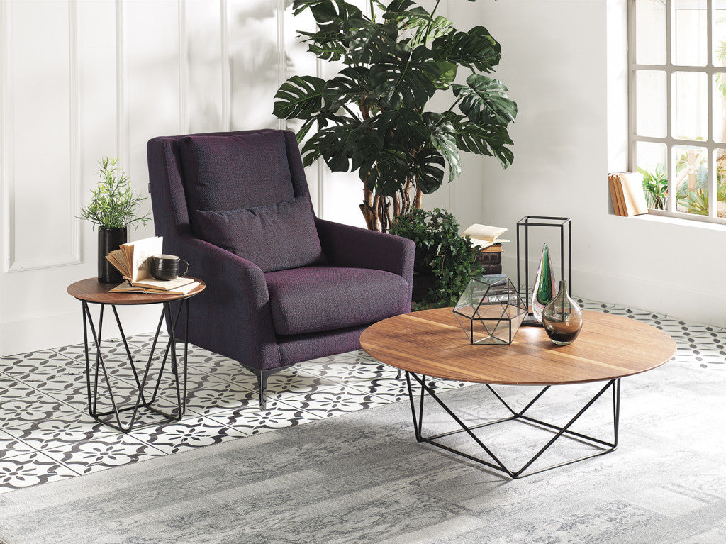 HomeRoots 19" Mod Geo Brown and Black Wood and Iron End or Side Table