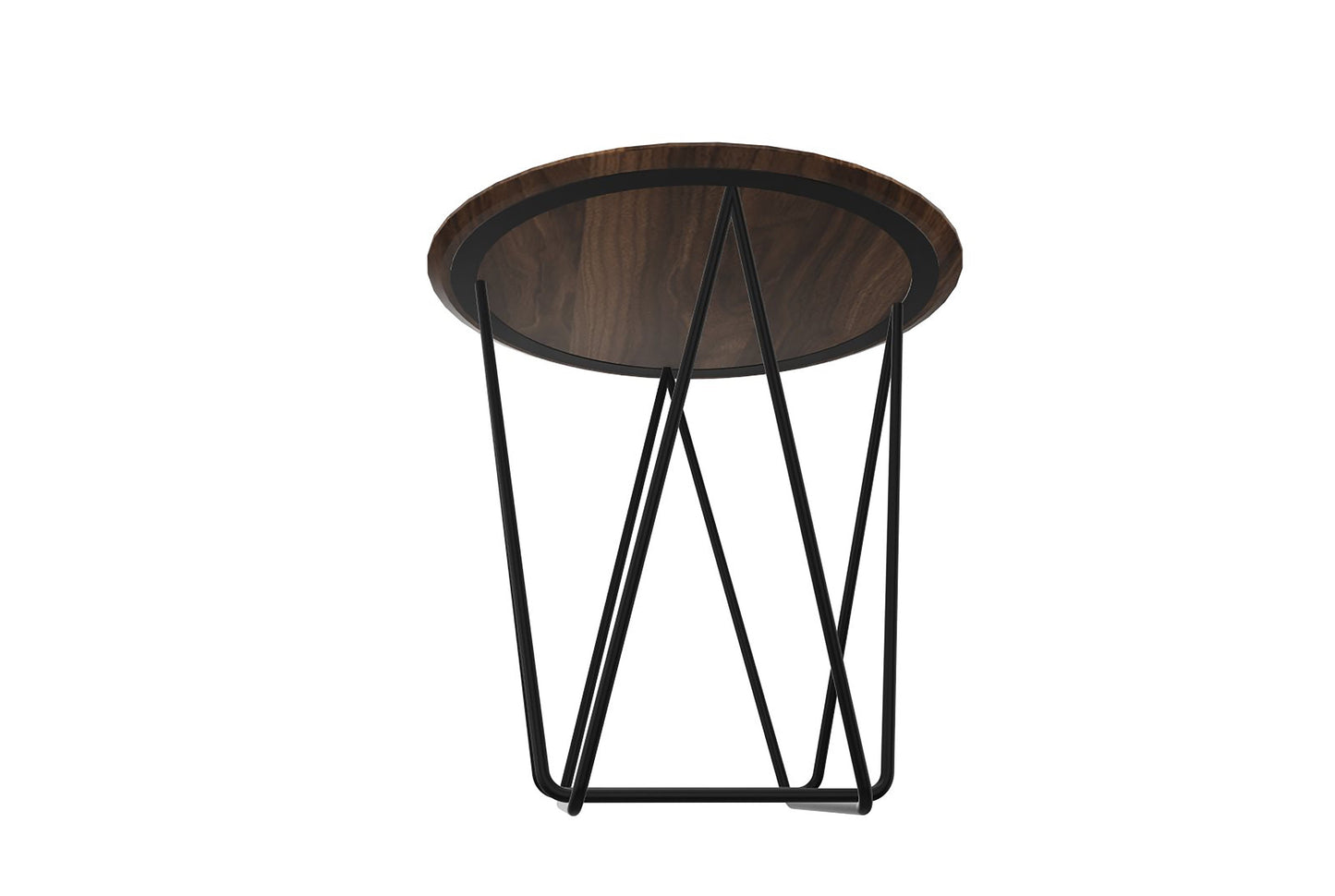 HomeRoots 19" Mod Geo Brown and Black Wood and Iron End or Side Table