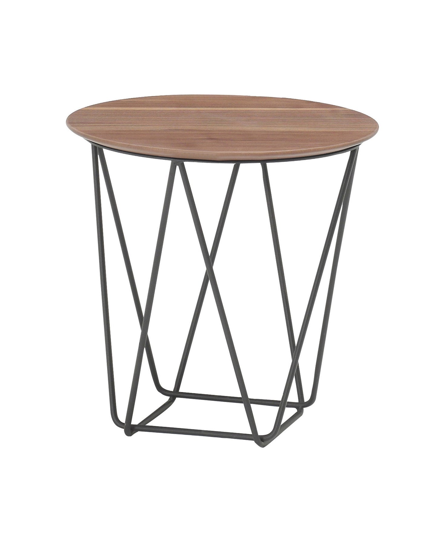 HomeRoots 19" Mod Geo Brown and Black Wood and Iron End or Side Table