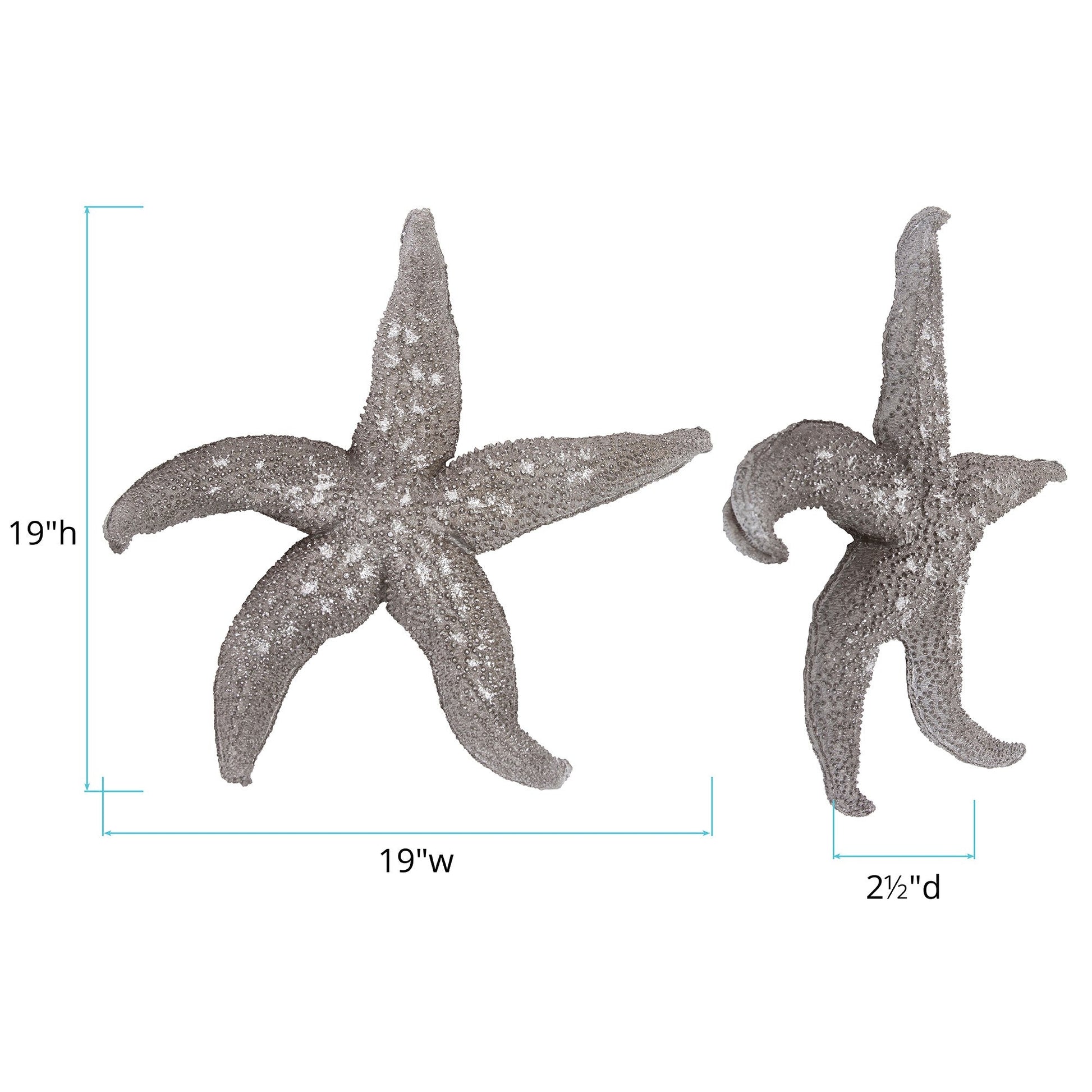 HomeRoots 19' Silver Pewter Textured Starfish Wall Art