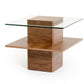 HomeRoots 19" Veneer and Glass End Table in Walnut Finish