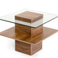 HomeRoots 19" Veneer and Glass End Table in Walnut Finish