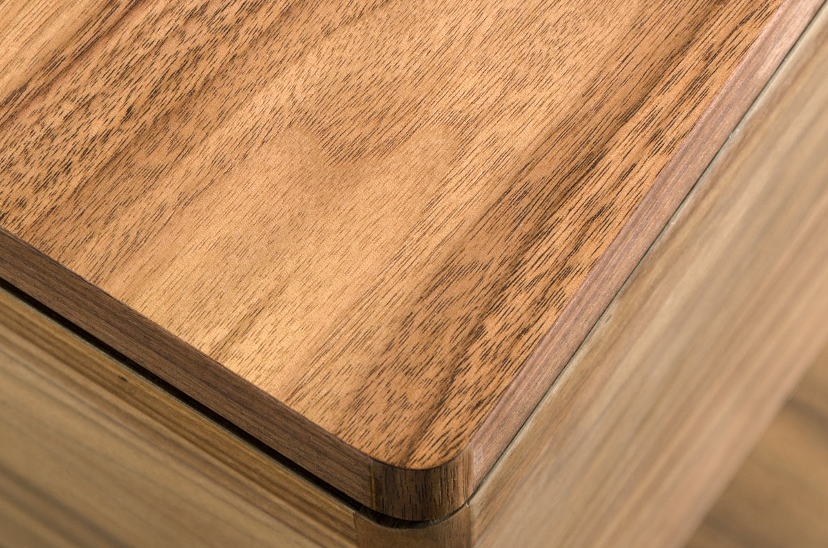 HomeRoots 19" Veneer and Glass End Table in Walnut Finish