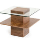 HomeRoots 19" Veneer and Glass End Table in Walnut Finish
