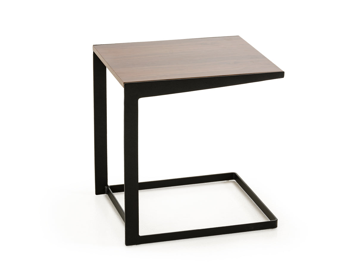 HomeRoots 19" Walnut Veneer and Metal End Table