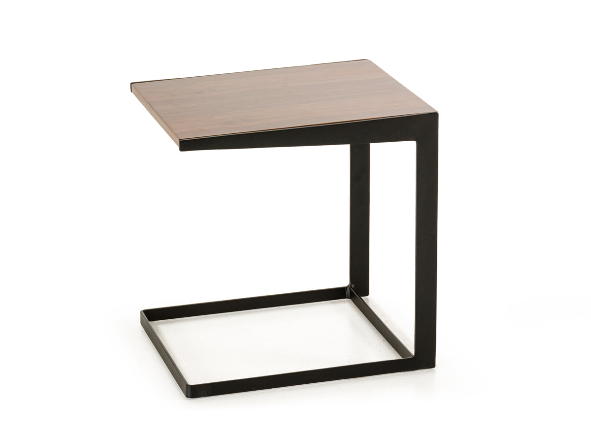 HomeRoots 19" Walnut Veneer and Metal End Table