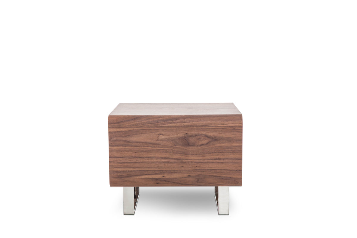 HomeRoots 19" Walnut Veneer and Steel End Table