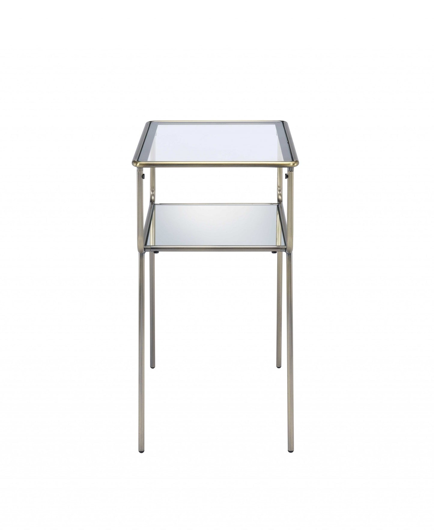 HomeRoots 19" x 13" x 25" Metal End Table in Antique Brass Finish