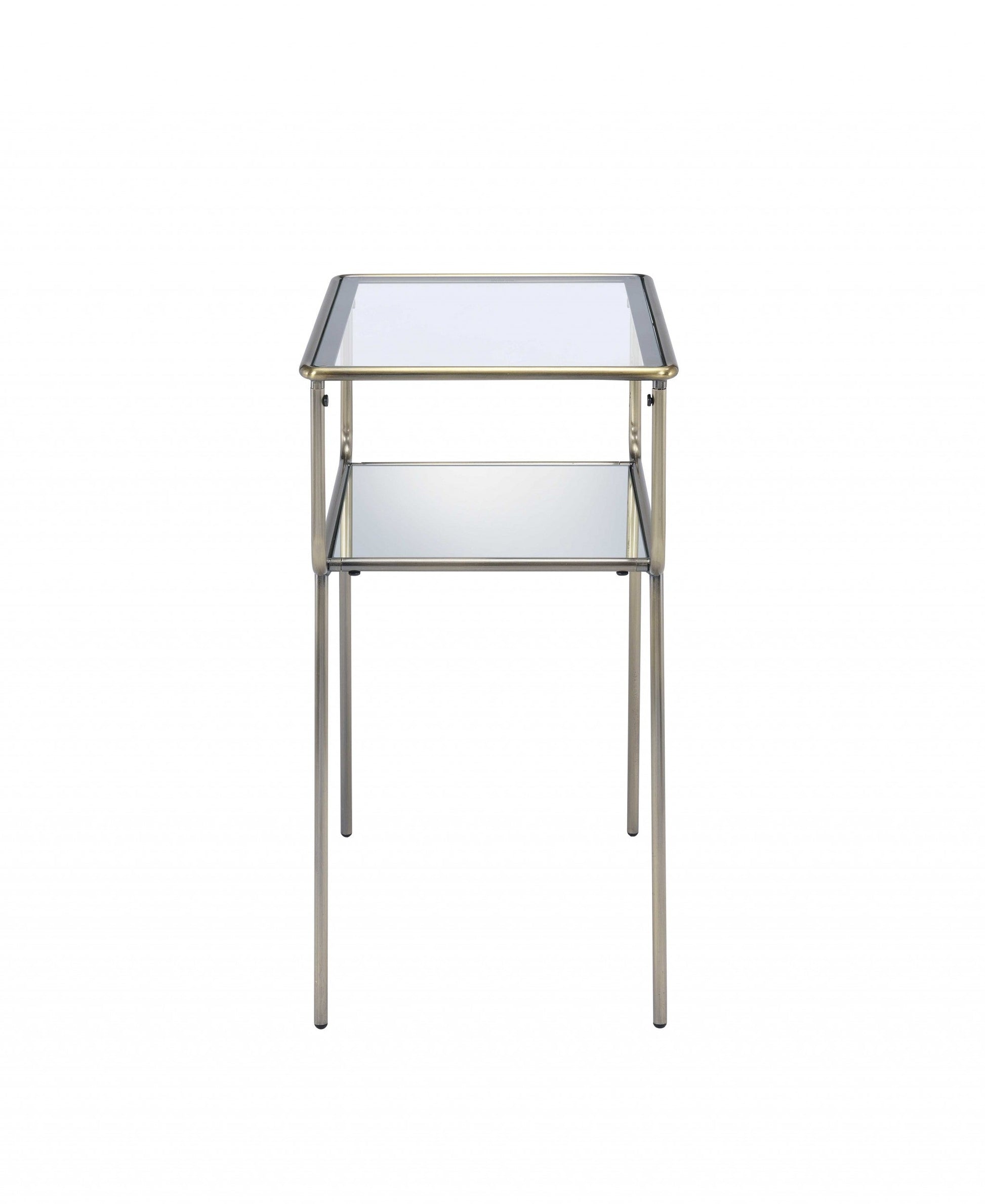 HomeRoots 19" x 13" x 25" Metal End Table in Antique Brass Finish