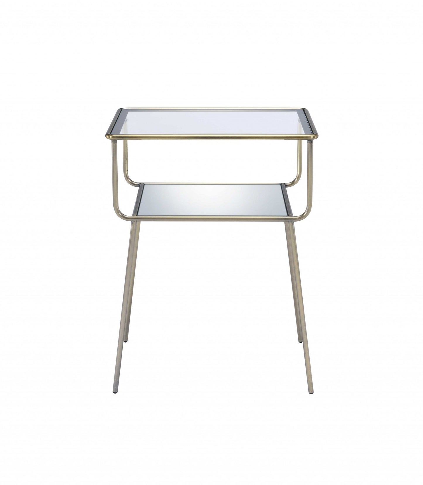 HomeRoots 19" x 13" x 25" Metal End Table in Antique Brass Finish
