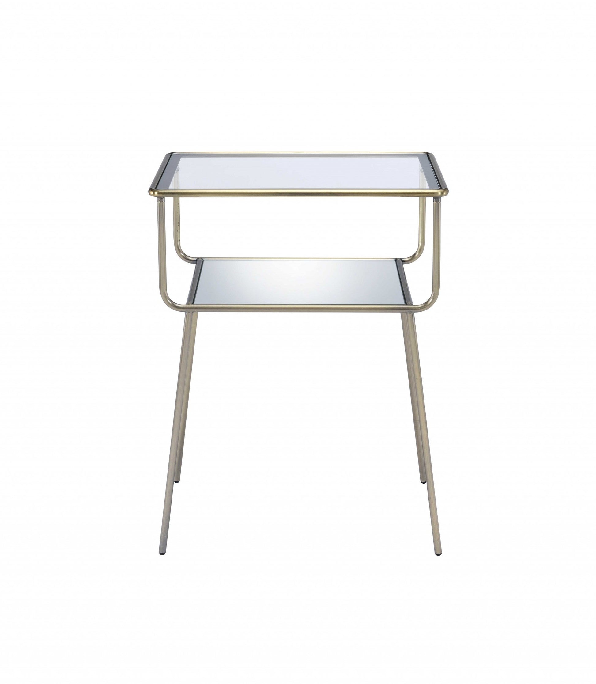 HomeRoots 19" x 13" x 25" Metal End Table in Antique Brass Finish