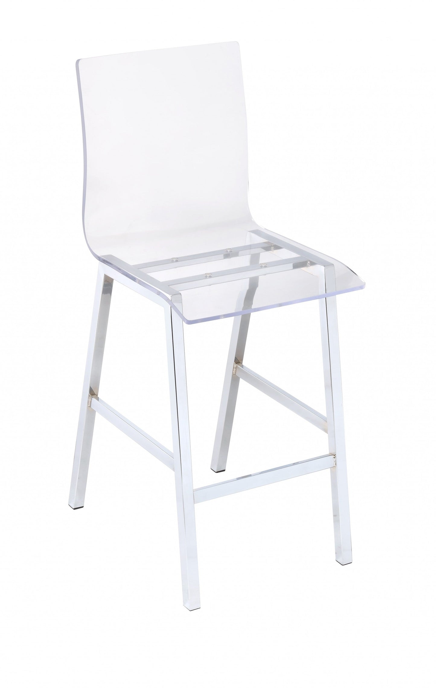 HomeRoots 19" x 16" x 39" Counter Height Chair in Acrylic And Chrome Finish