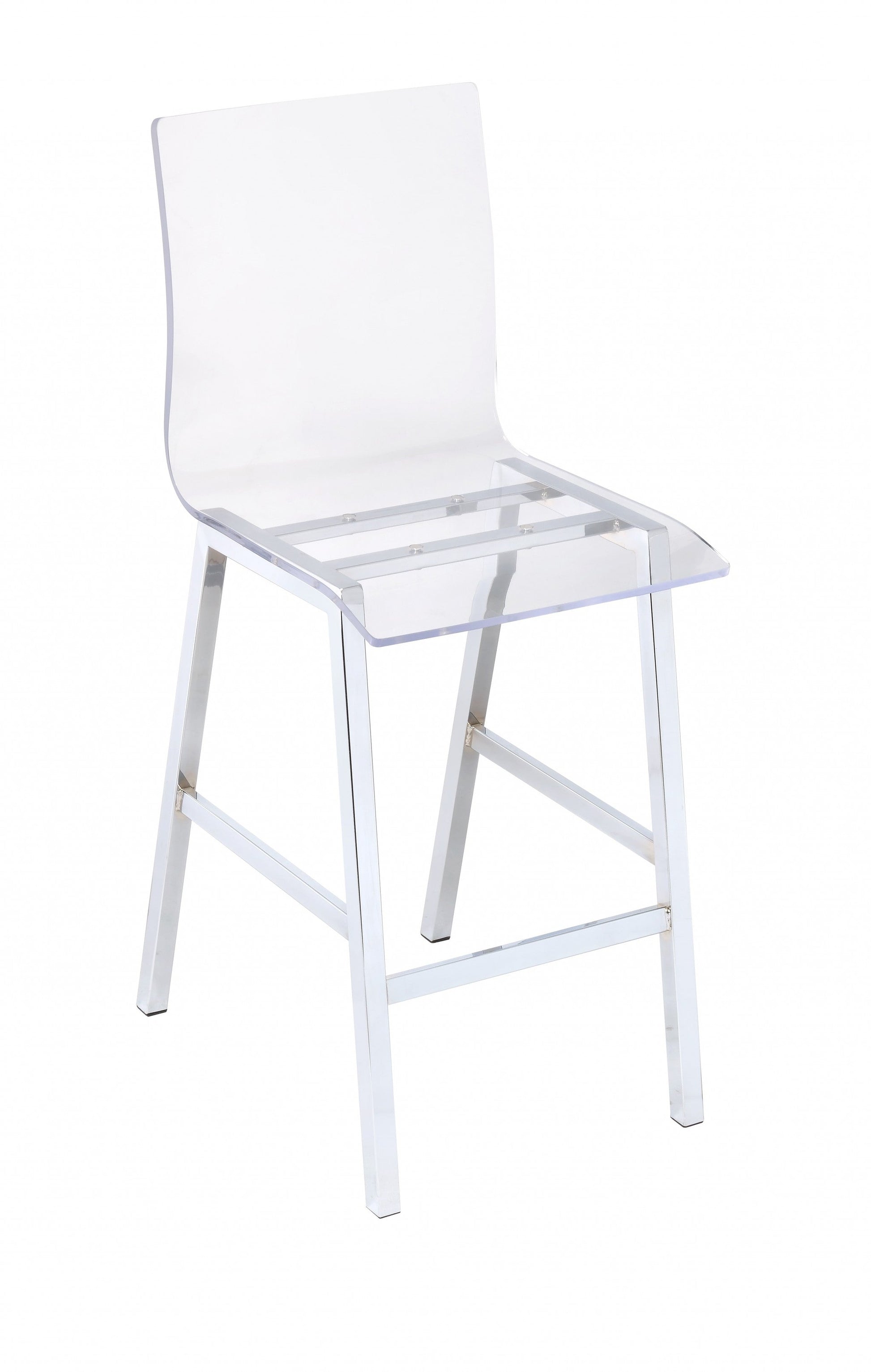 HomeRoots 19" x 16" x 39" Counter Height Chair in Acrylic And Chrome Finish